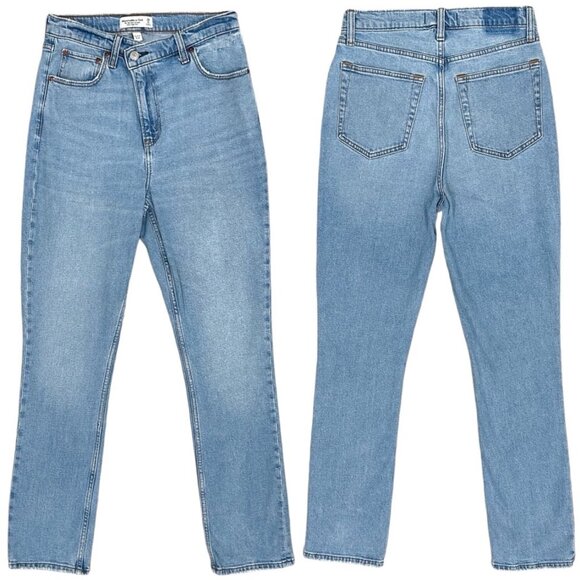 Abercrombie & Fitch The ‘90s Slim Straight Ultra High Rise Asymmetrical Jeans - Picture 2 of 15